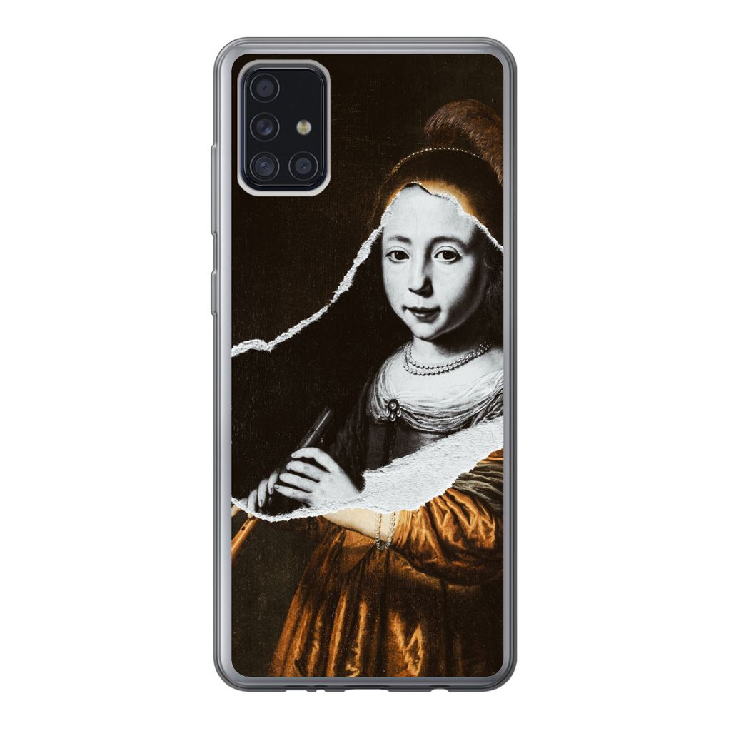 MuchoWow Handyhülle Schutzhülle Hülle für Samsung Galaxy A52 5G Elizabeth-Spiegel - Dirck Dircksz Santvoort - Schwarz - Weiß Silikon Softcas...