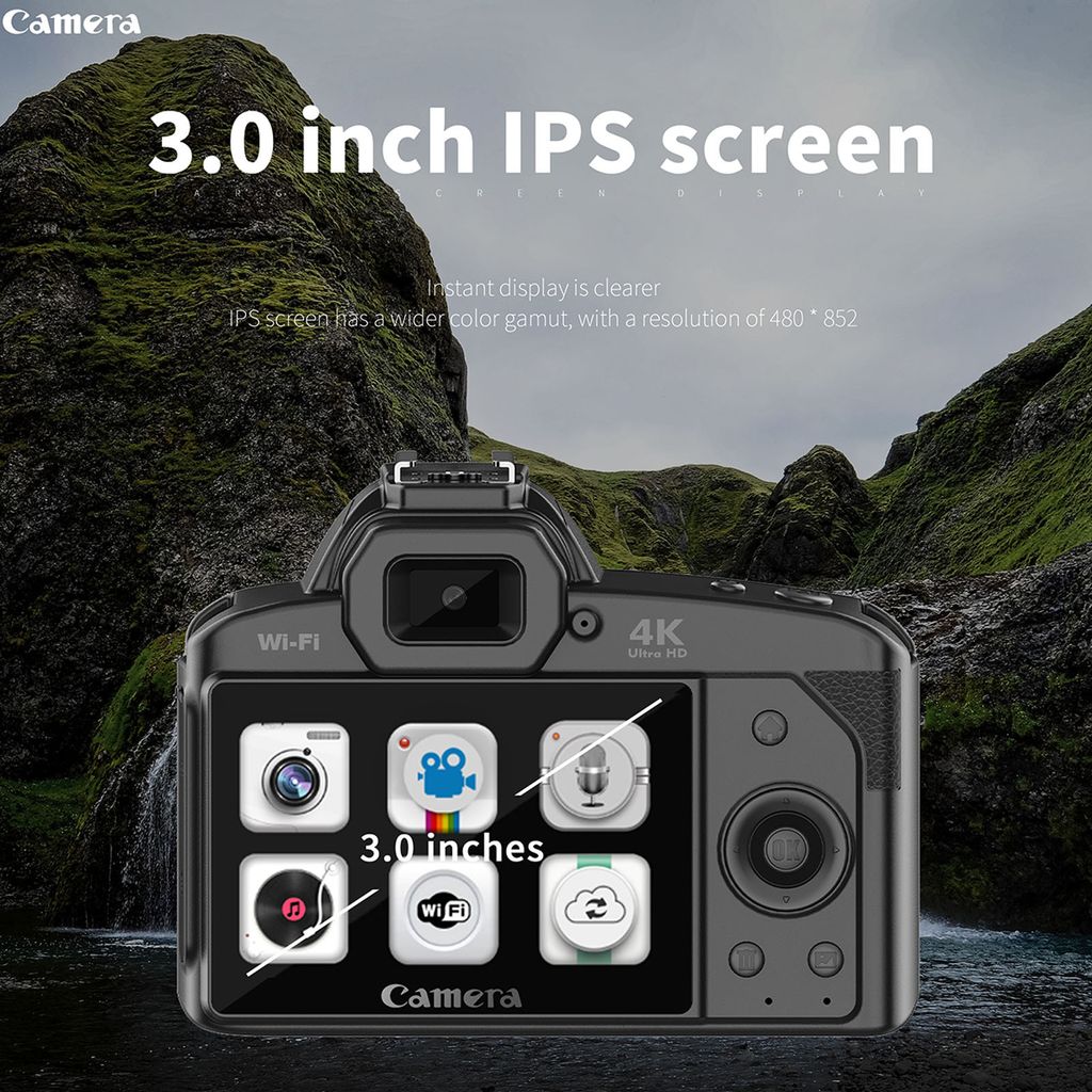digitální kamera 4K 64MP HD s nočním viděním, 3palcový Obrázek produktu 14