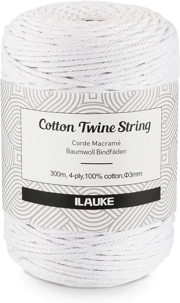 Fil de macramé blanc 3mm 300m soie artificielle anti-nœud pour DIY