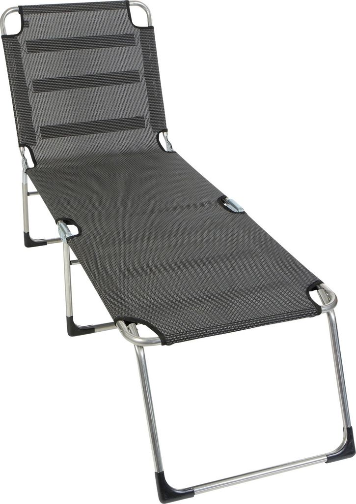 Gartenliege - Schwarz - Silbergrau - Suntexbezug - Aluminiumgestell - verstellbar