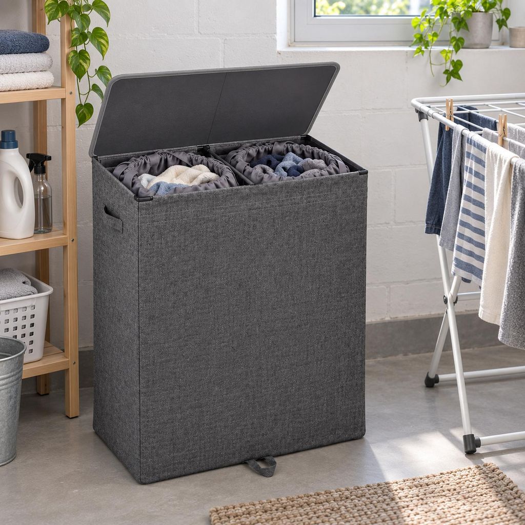 Wasmand met deksel, 160 liter – grote wasverzamelaar met 2 Productafbeelding 