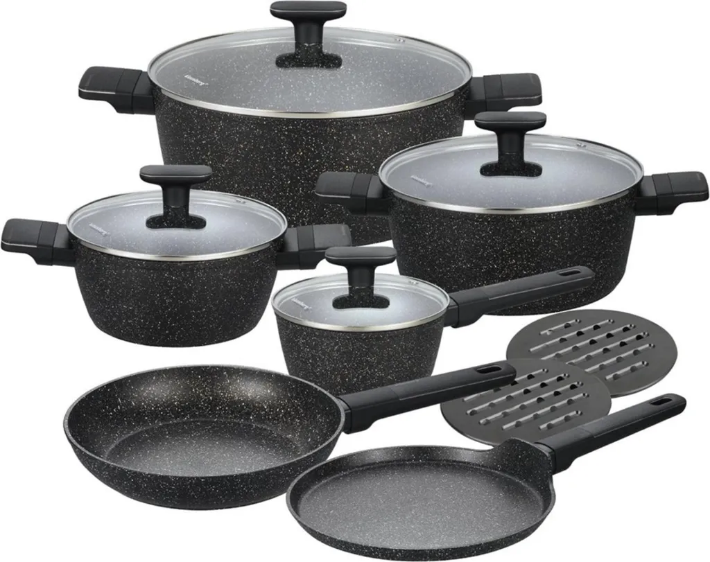 Set Pentole Design Klausberg KB7830 Nero Marmo | Cucina Moderna 12 pz