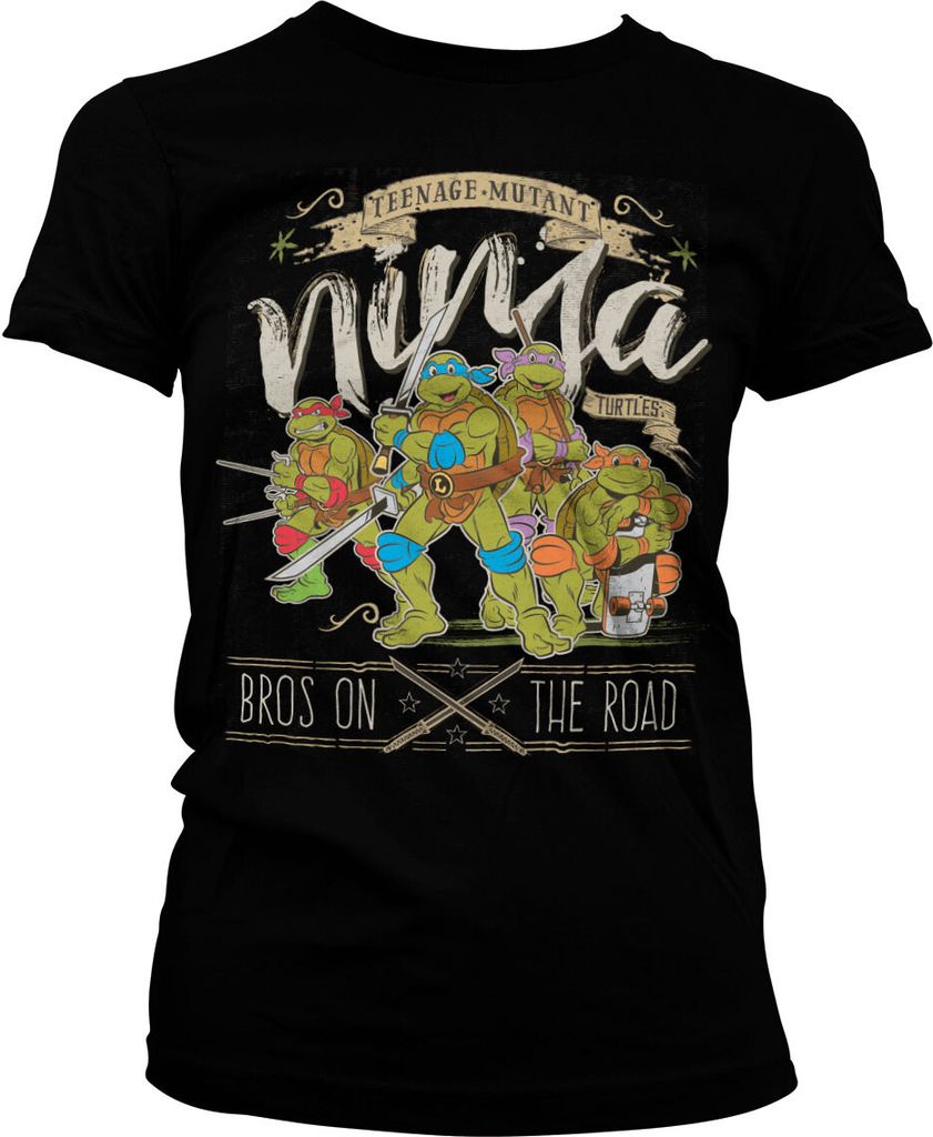 Teenage Mutant Ninja Turtles Damen T-Shirt (Girlie) - Bros On The Road (schwarz) XL