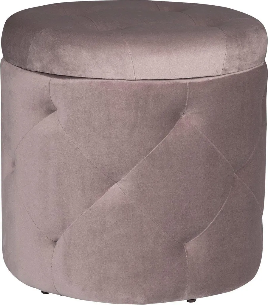Pouf repose-pieds en velours rose pour chambre et salon - Rangement