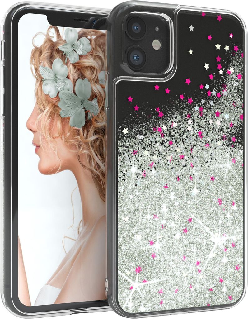 EAZY CASE - Glitzer Hülle kompatibel mit Apple iPhone 11 Glitzer Schutzhülle, Soft Case, Backcover Transparent mit Motiv