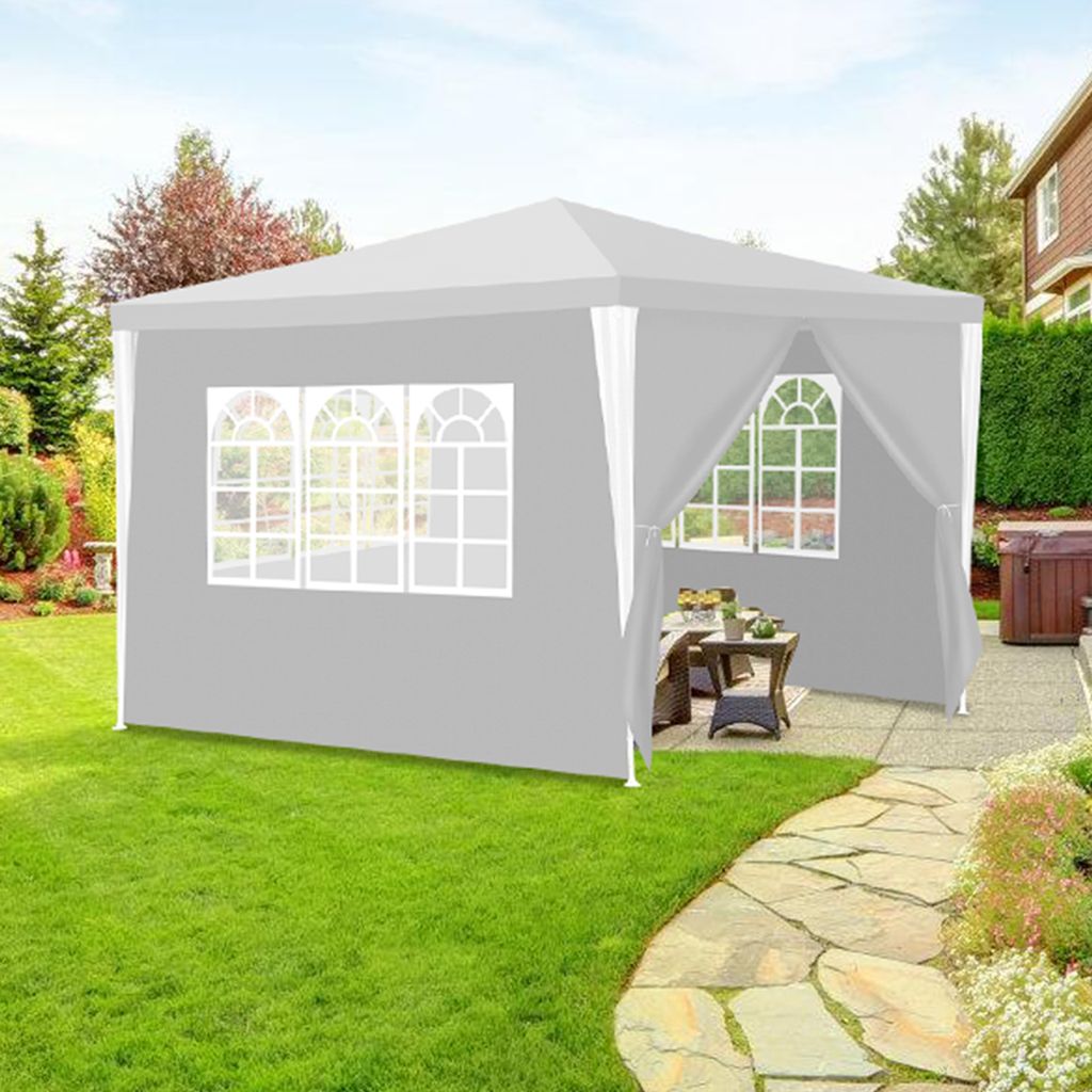 Clanmacy 3x3m Garten Pavillon mit Seitenteilen tragbares Produktbild 
