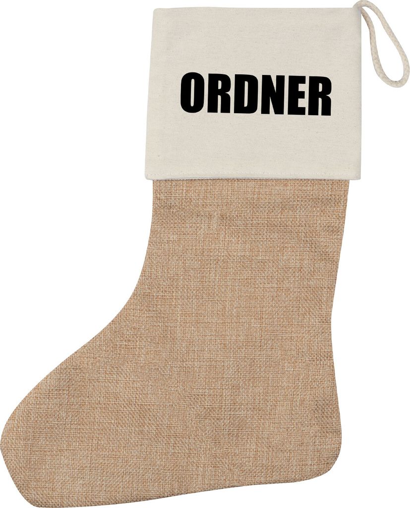 Huuraa Weihnachtsstrumpf Ordner Schriftzug Beige Jute Kaminstrumpf Geschenkidee