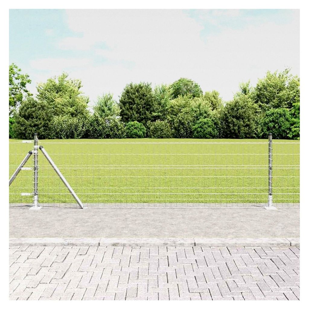 Euro Zaun mit 7 Flanschpfosten 0,4 x 10 m aus verzinktem Stahl, Gartenzaunpfähle für Gemüsebeete, Hühnergehege und Weidegrundstücke