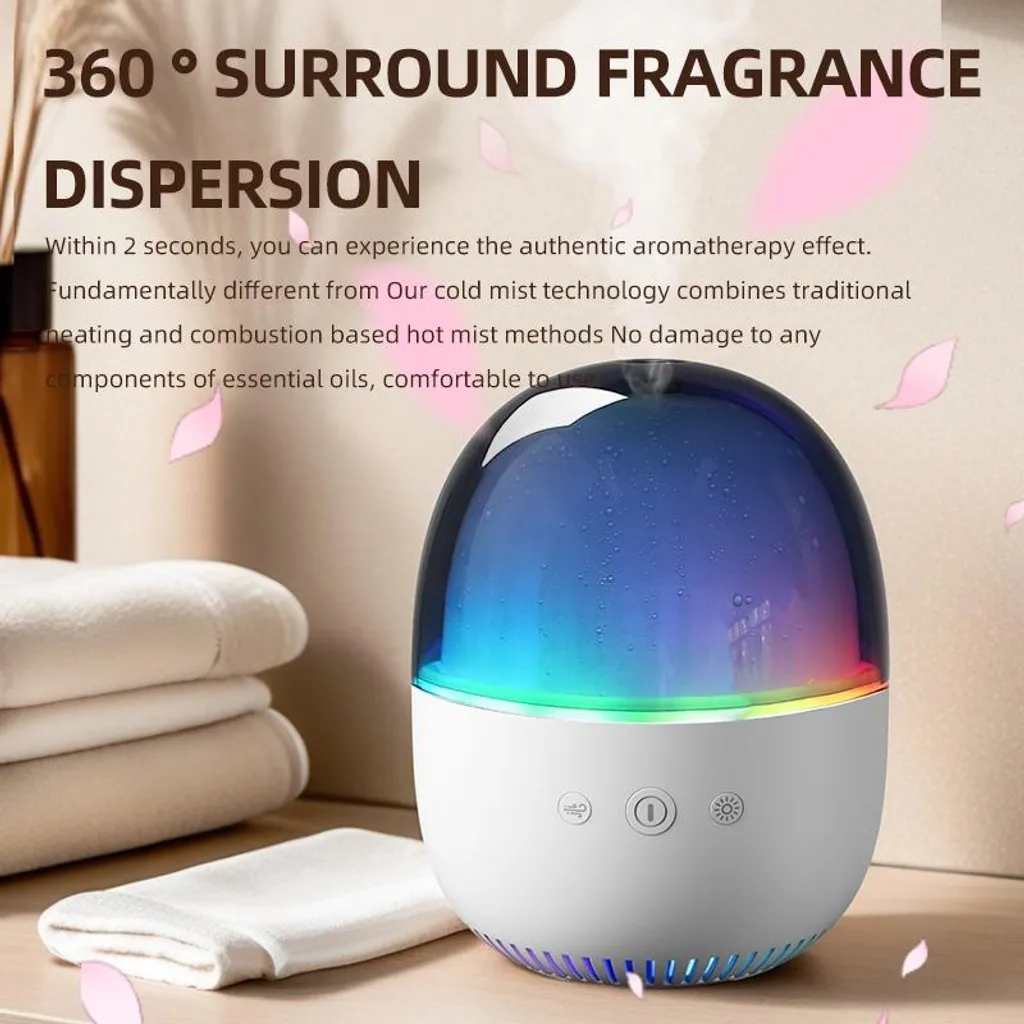 Diffuseur d'arômes à ultrasons 300ml et veilleuse LED Blanc multifonction - 2