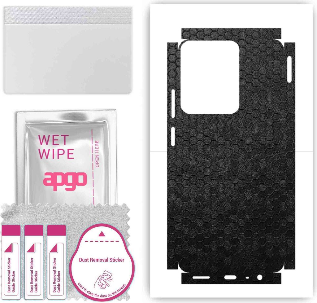 apgo Rückseite + Seiten Schutzfolie, Skin, kompatibel mit Realme C55, Hinten Displayschutzfolie aus Vinylfolie, kratzfest, einfache Montage - Schw...