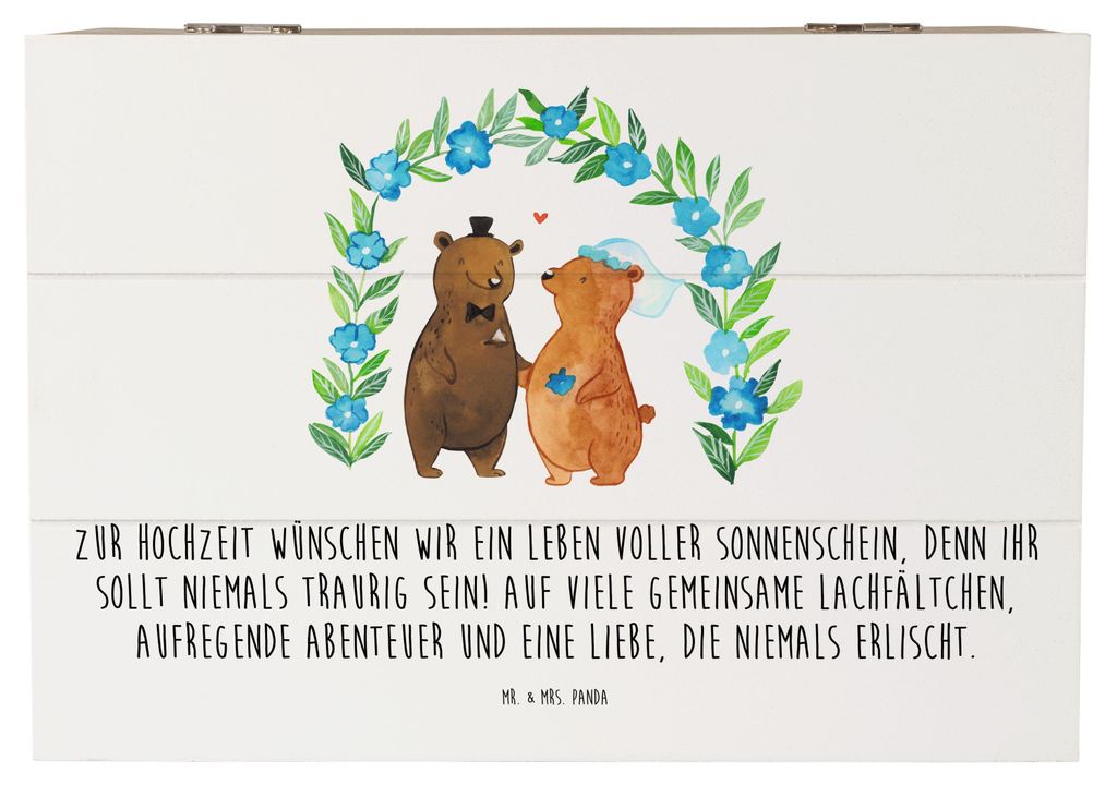 Mr. & Mrs. Panda Truhe Bären Hochzeit 22 x 15 cm - Weiß - Geschenk, Kiste, Hochzeitstag, geschenkbox mit deckel, Hochzeitskarte, Hochzeitsgeschen...