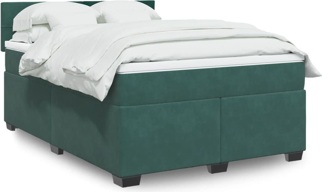 Design Boxspringbett mit Matratze Dunkelgrün 160x200 cm Samt, Klassische Betten 2024 Neu