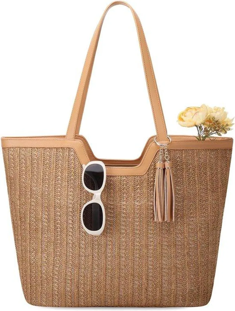 Panier de plage en paille zippé format XL idéal pour vos vacances