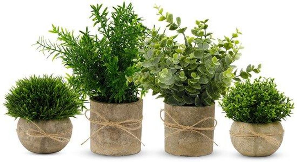 Kunstige Eucalyptus-Blätter, 4-teilig, kleine Größe, für Wohnzimmer, Schlafzimmer, Bad, Küche, Büro, Innenraum-Accessoires (005, 4-teilig)