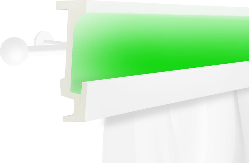 LED Vorhangblende aus Polyurethan- Indirekte Beleuchtung mit Stuckleisten, leicht & lichtundurchlässig - (2 Meter KF804) Gardinen Blende für Gard...