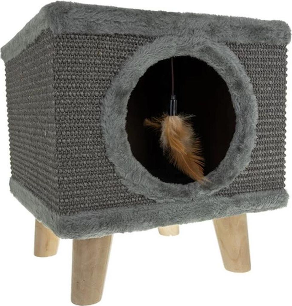 Maison pour chat sur pattes avec griffoir Image du produit 