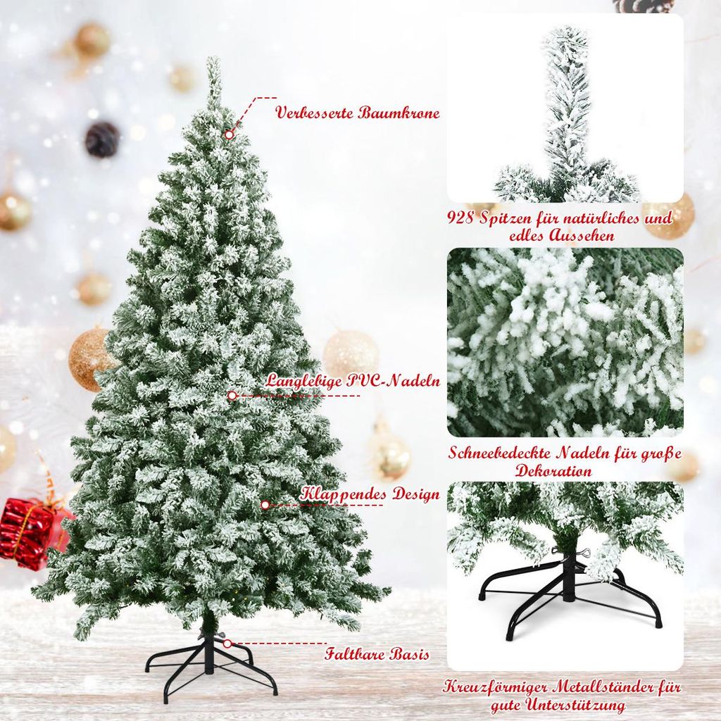 COSTWAY Künstlicher Weihnachtsbaum 180cm, Tannenbaum mit