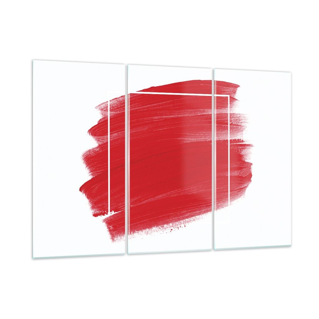 Bilder auf glas - 3 Teile - Rot Farben Stück - 165x110cm - Glasbilder - Wandbilder - Bilder - zum Aufhängen bereit - Wanddekoration aus Glas - Gl...