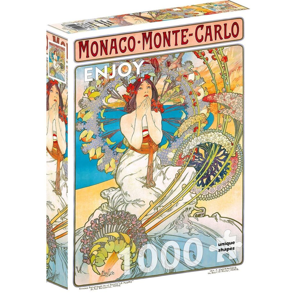 ENJOY Puzzle Monaco Monte Carlo, Alfons Mucha 1000 pièces Image du produit 