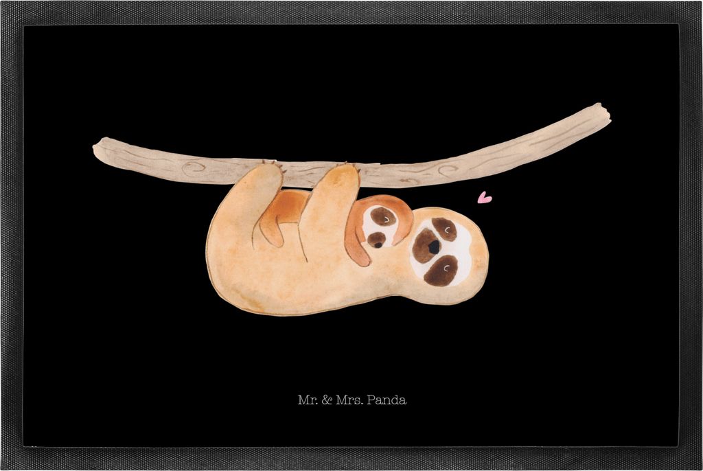 Mr. & Mrs. Panda fußmatte Faultier Kind 50 x 75 cm - Schwarz - Geschenk, Schmutzmatte, Baby, Fußabstreifer, Geburt, Gummimatte, Liebe, Mom-life, ...