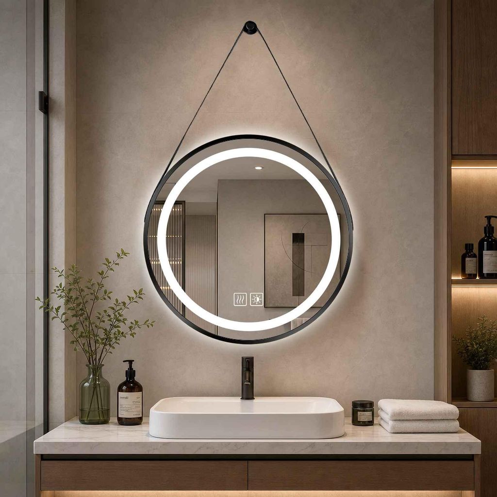 AIORBER LED-badspiegel, rond, met verlichting, Productafbeelding 