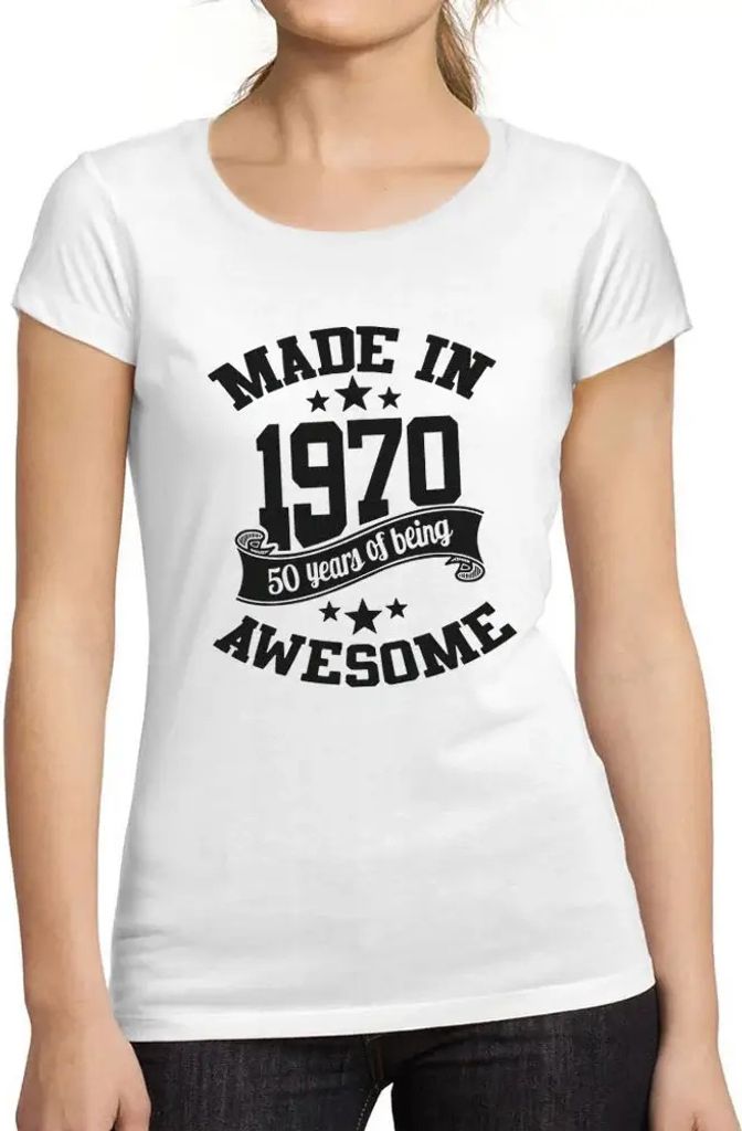 Damen Grafik T-Shirt Hergestellt 1970 – 1970 – Geschenk 54. Geburtstag Jahrestag 54 Jahre Jubiläum 54 Jährige Frau Jahrgang 1970 Kurzarm