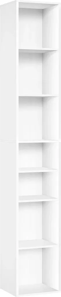 Bibliothèque étroite 7 compartiments 30x26x178,5 cm blanche en bois E1 - 2