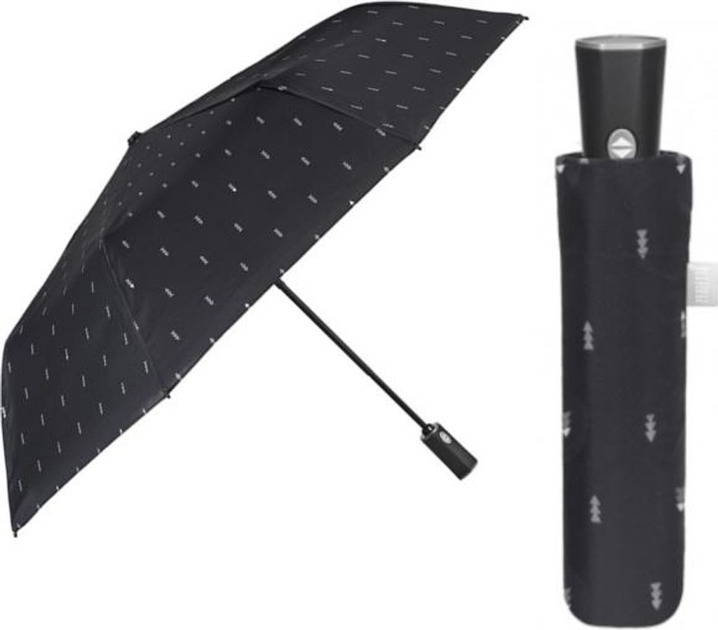 Time, Vollautomatischer Herren-Klappschirm Geometrico / schwarz, 26401