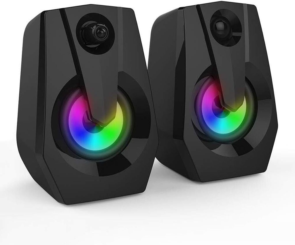 Computerlautsprecher, USB-betriebene PC-Lautsprecher mit LED-Beleuchtung, Lautsprecher mit tiefem Bass im kompakten Gehäuse für Laptop und Deskto...