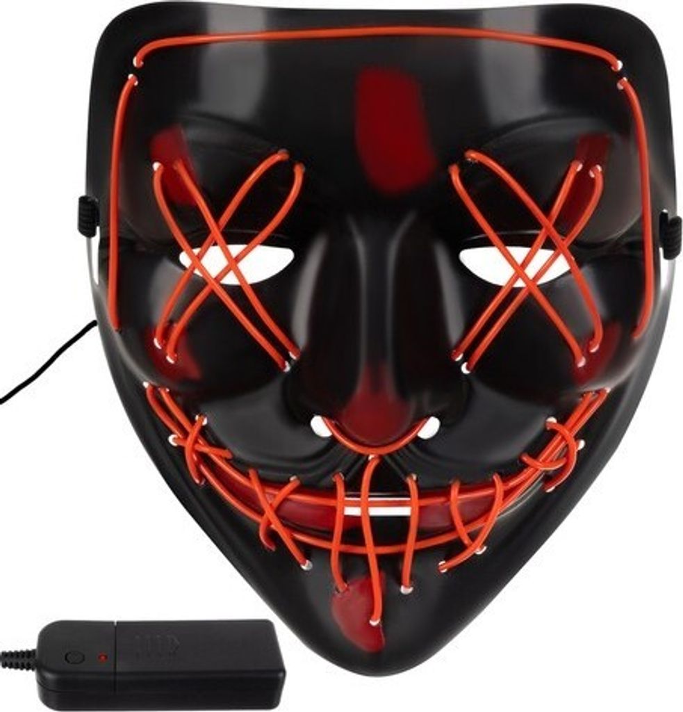 Universal-LED-Maske mit 3 Lichtmodi, Schwarz/Rot, Produktbild 