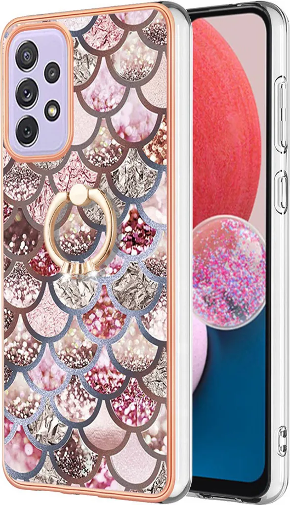 Custodia per Samsung Galaxy A13 4G, custodia protettiva in silicone TPU a fantasia con supporto ad anello Caffè