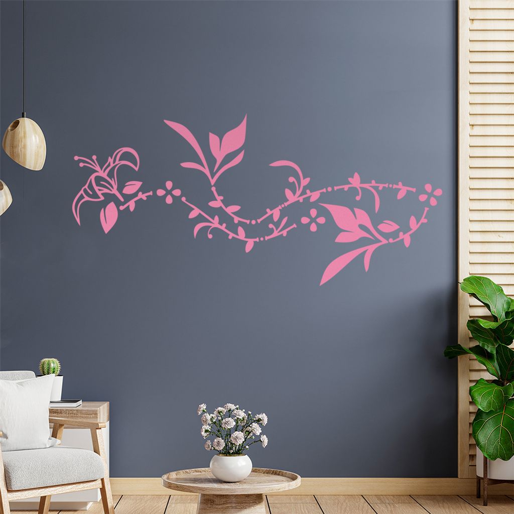 Blume - Ranken Wandtattoo in 6 Größen - Wandaufkleber Wall Sticker - Dekoration, Küche, Wohnzimmer, Schlafzimmer, Badezimmer
