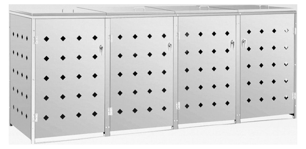 Mülltonnenbox für 4 Tonnen 240 L aus Edelstahl