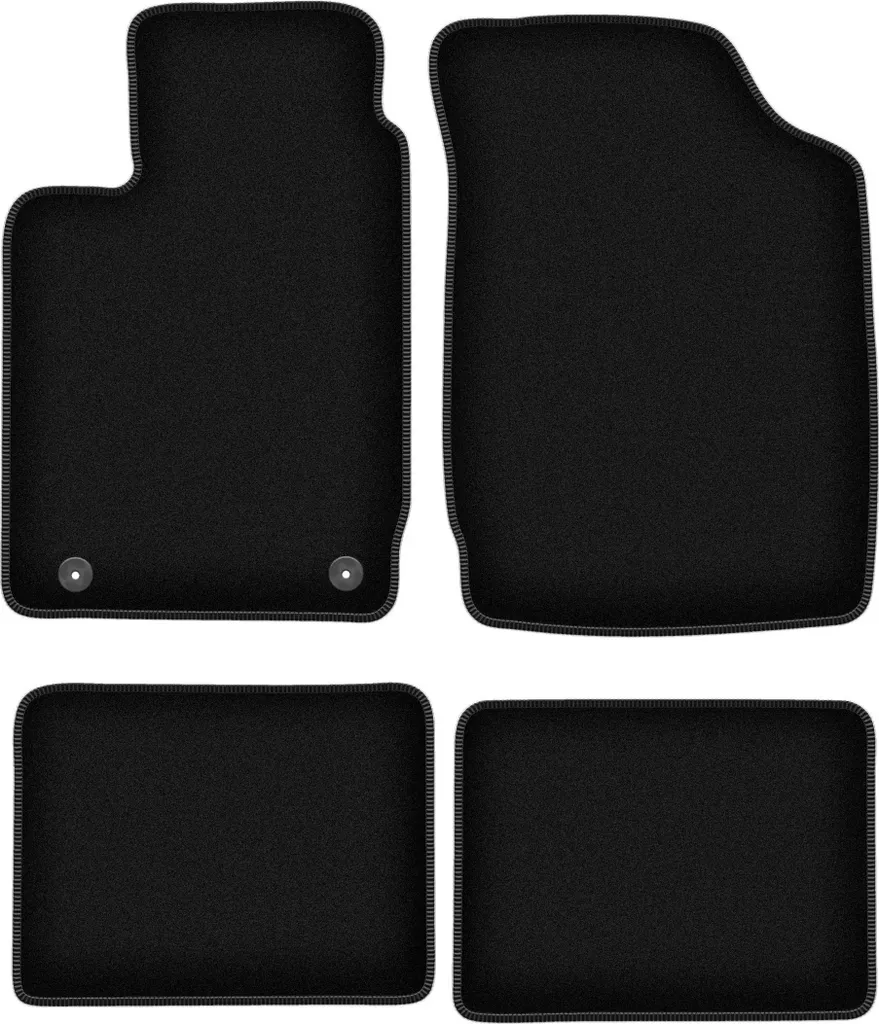 Tappetini in velluto per Renault Clio II (1998-2005, hatchback) neri, set 4 pz, con fissaggi