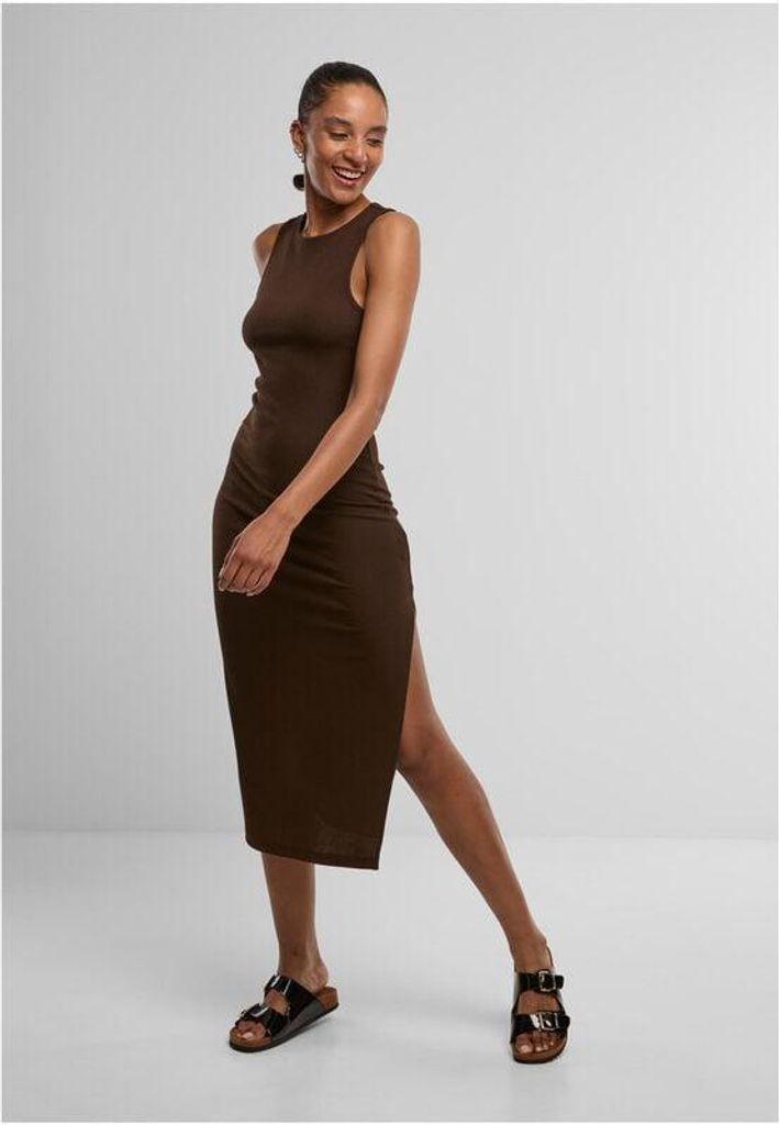 Urban Classics Langes Kleid Damen Ladies Long Racerback Rib Dress braun XS