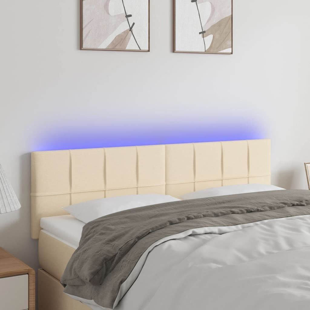The Living Store LED Kopfteil Creme 144x5x78/88 cm Stoff