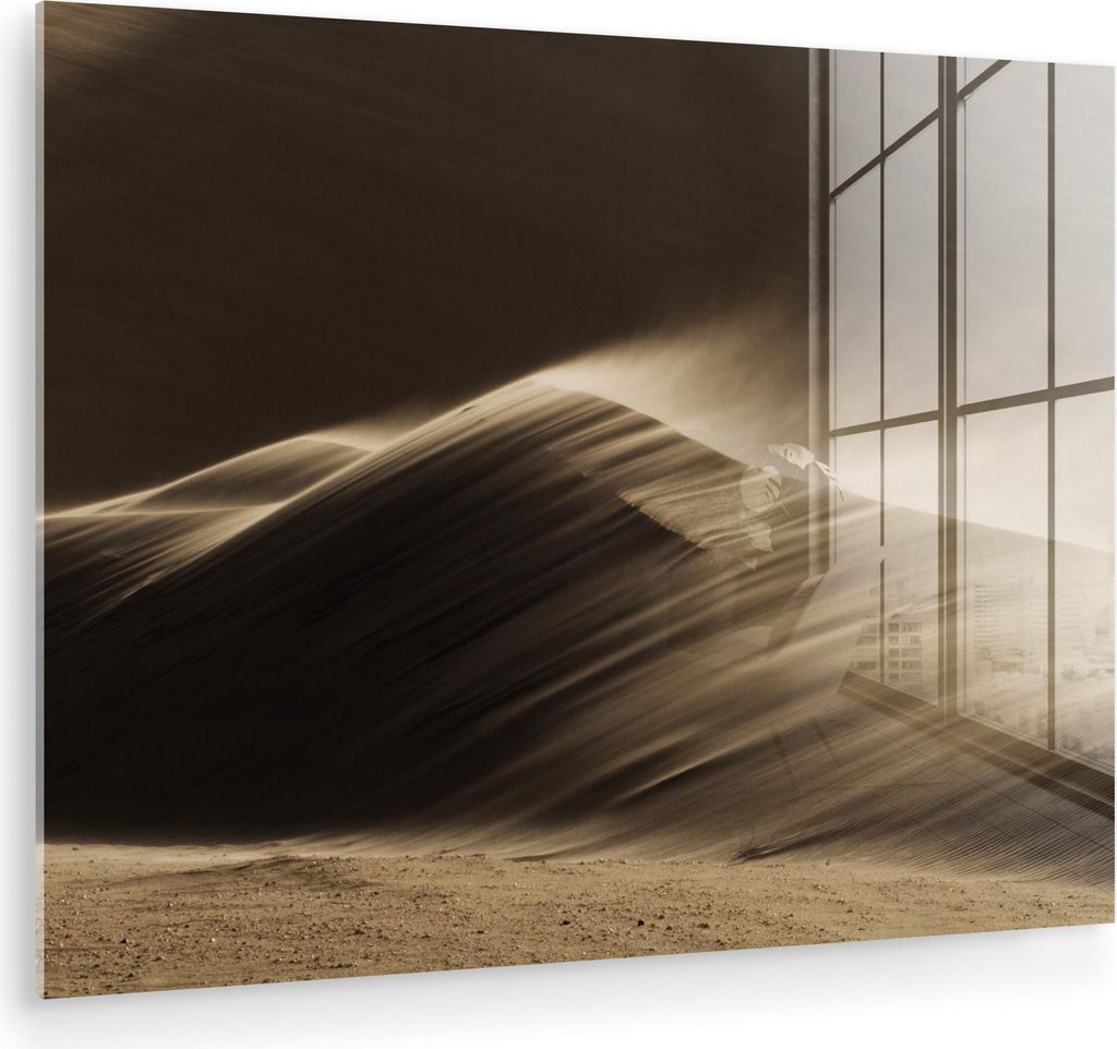 MuchoWow Glasbilder - Bilder auf Wandbild - Foto auf Glas Wüste - Sand - Natur - Düne 40x30 cm Wanddekoration aus Glas - Acrylglasbild - Acrylbil...