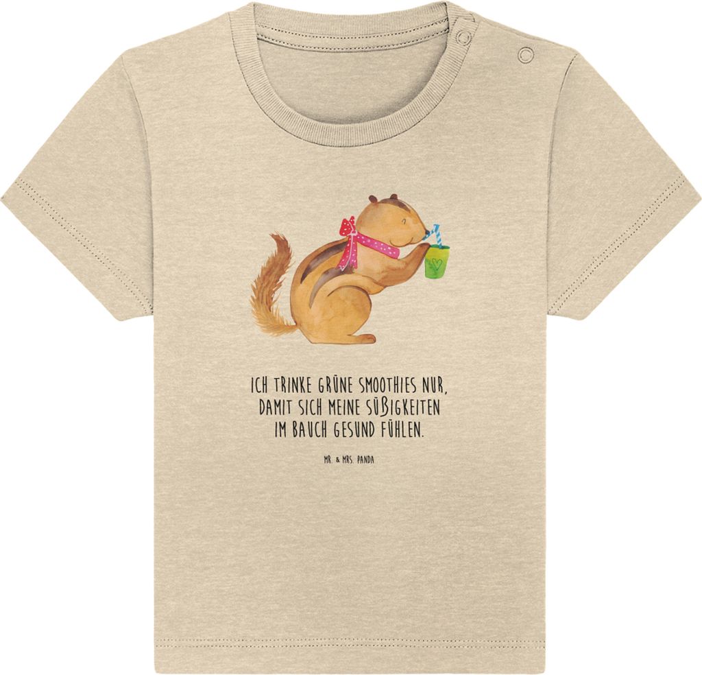 Mr. & Mrs. Panda Organic Baby Shirt Eichhörnchen Smoothie 12. - 18. Monat - Natural Raw - Geschenk, Abnehmen, Streifenhörnchen, Diät, , Top, Bab...