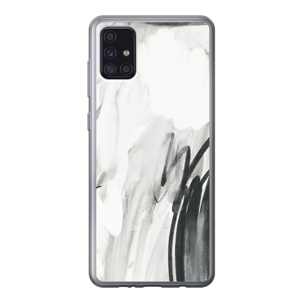 MuchoWow Handyhülle Schutzhülle Hülle für Samsung Galaxy A52 5G Kunst - Schwarz - Weiß - Abstrakt Silikon Softcase Handy Hülle - Umschlag