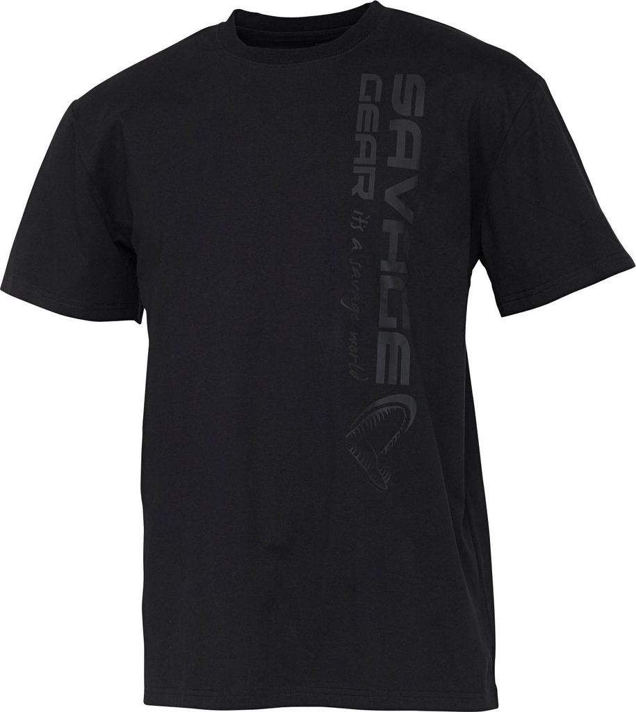 Savage Gear Vertical Logo Tee Black, Größe:XXL