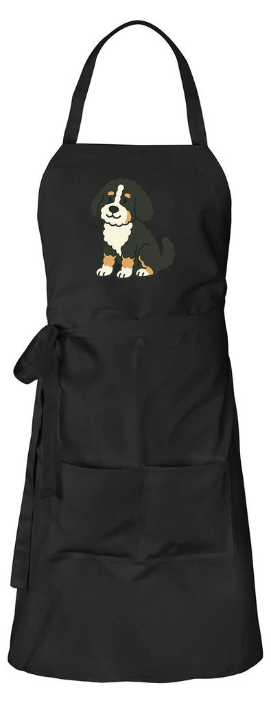 Huuraa Schürze Bernedoodle Comic Berniepoo Schwarz mit Taschen Baumwolle Kochschürze Geschenkidee