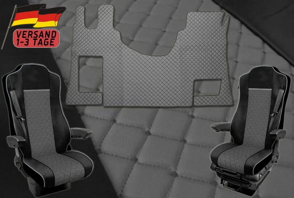 SET PER CAMION 1+1 Coprisedili + tappetini Per Mercedes Actros MP4 Automatico Grigio