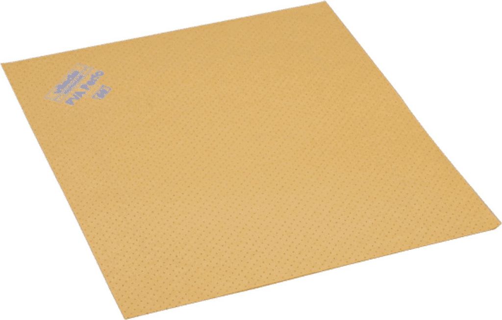A single yellow cleaning pad with blue text is shown on a white background.