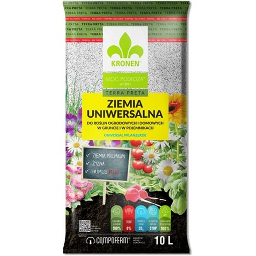 Kronen ziemia podłoże uniwersalne Terra Preta 10L bez torfu Zdjęcie produktu 