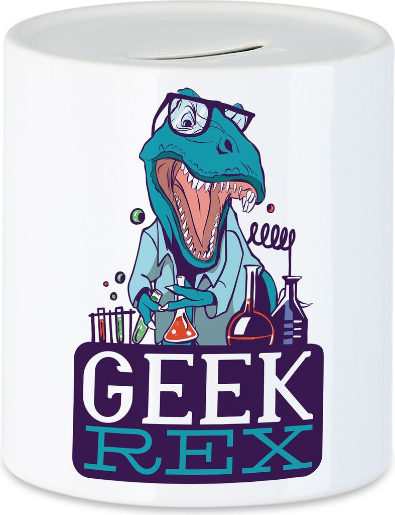 Geek Saurier Spardose Naturwissenschaft Experiment Reagenzglas Glass Formel Chemie Chemiker
