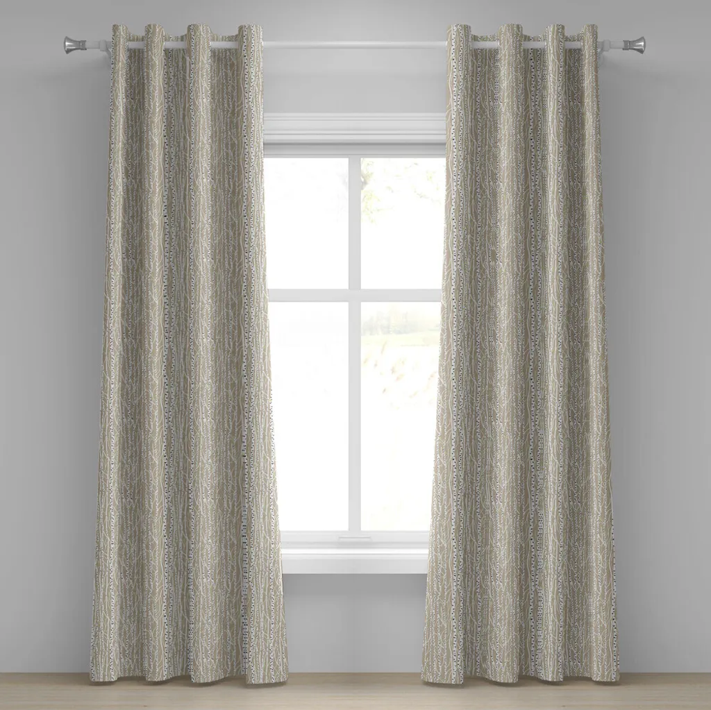 Rideau de décoration pour salon ambiance forêt 280x245 cm vert et beige