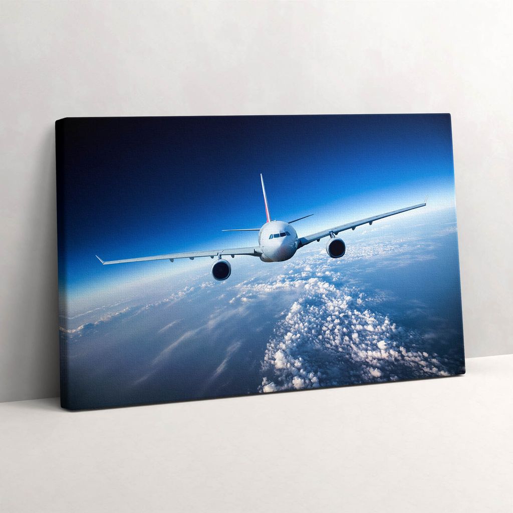 Flugzeug über den Wolken – Leinwandbild Wandbild – 30x20 cm – Leinwandbilder – Wandbilder – Schlafzimmer – Flur
