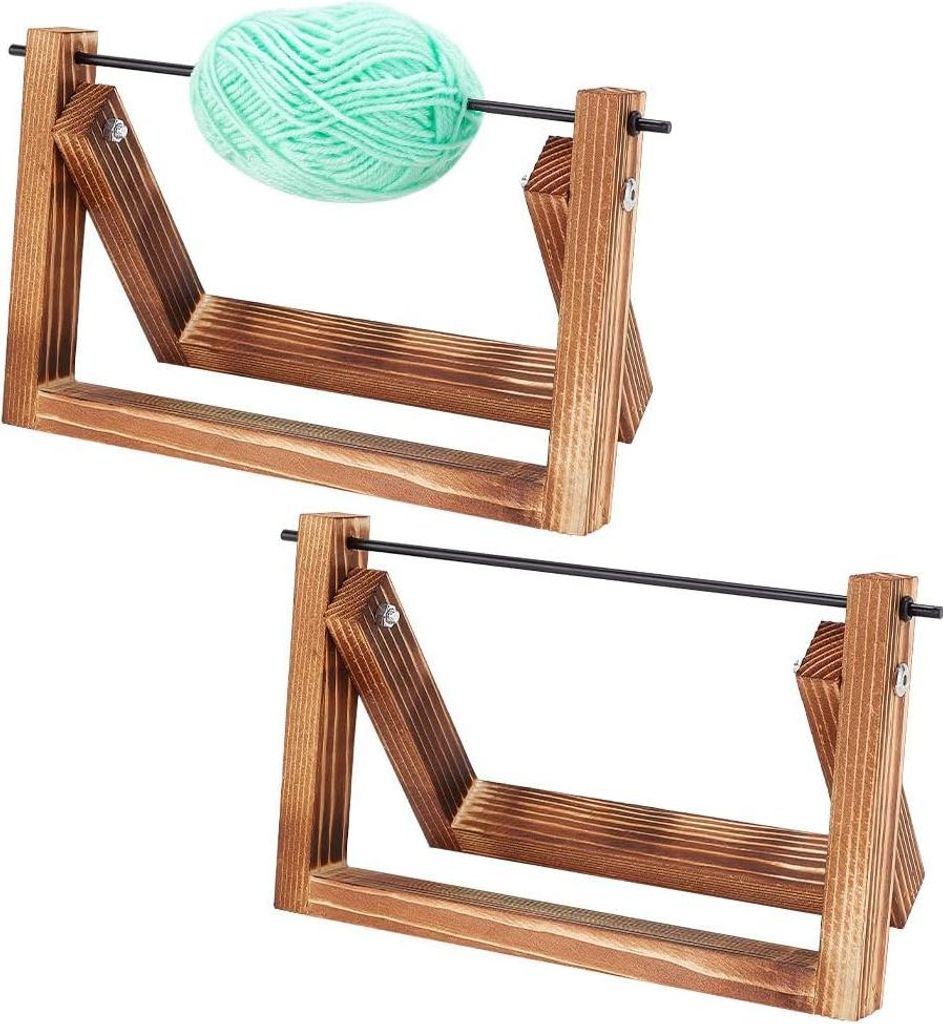 Holz Garn Rack - 2 Stück Garn Ball Halter Horizontale Spinner Organizer - Faden Haken Strickbedarf Spender