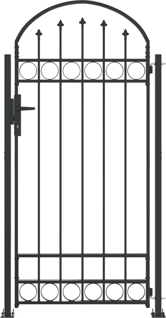 Poteau de clôture avec serrure intégrée en acier gris pour jardin Assen