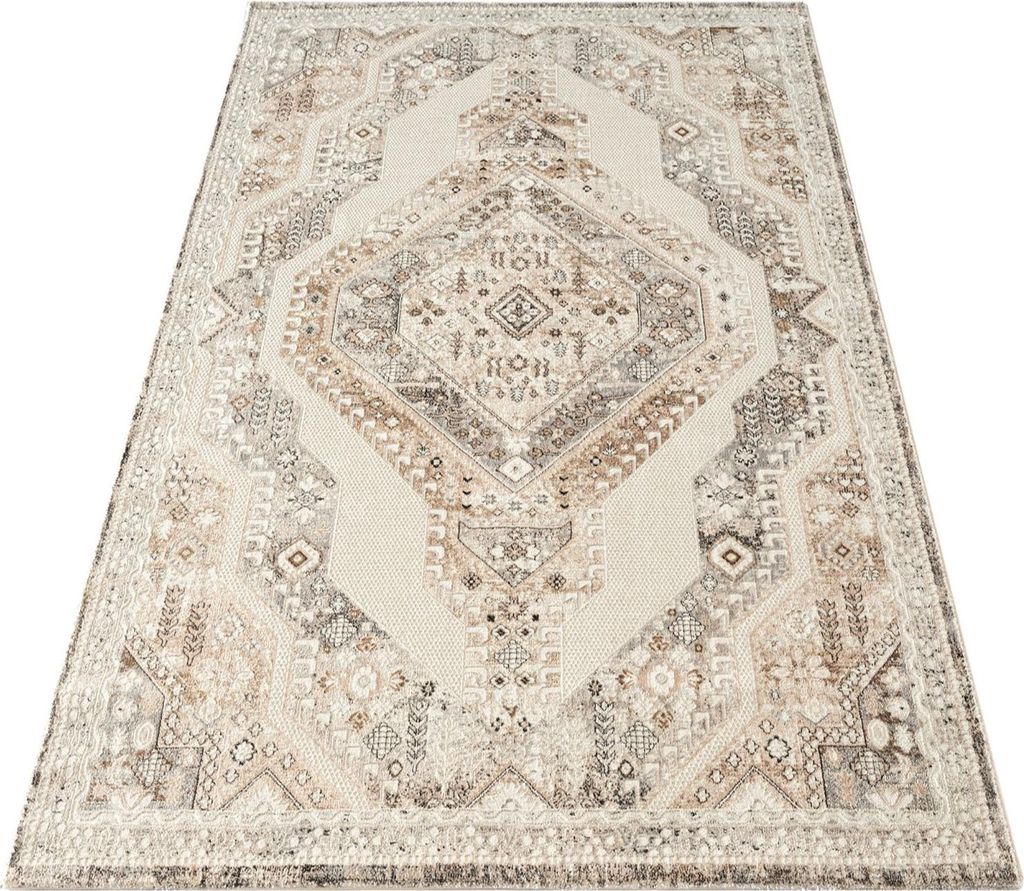 Klassicher Teppich Wohnzimmer Schlafzimmer Abstrakt inspiriertes Design Beige Grau 200x290 cm